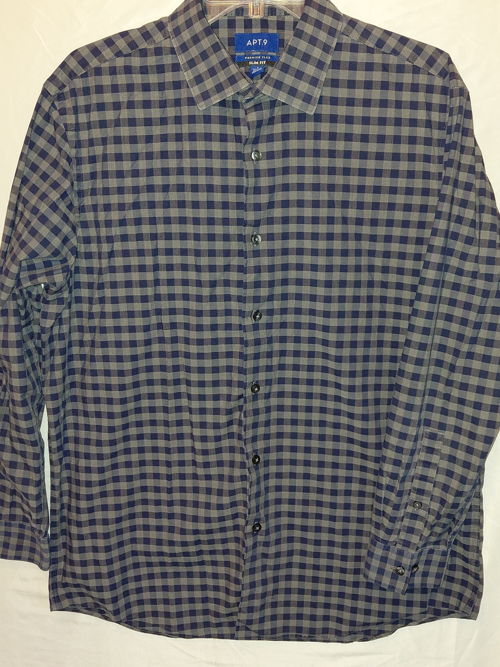 APT. 9 Men’s Blue and Gray Plaid Button-Up Shirt #2526
